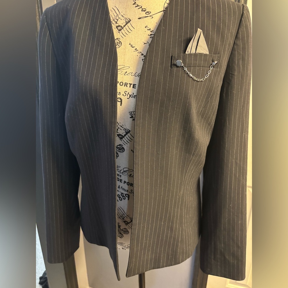 Women Gray Pinstripe Blazer